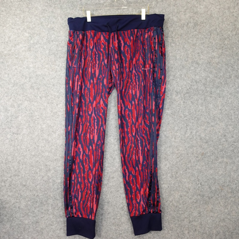 Retro 90s Jogger Pants Womens XL ADIDAS NEO Red Navy Abstract Tiger Street 36/29
